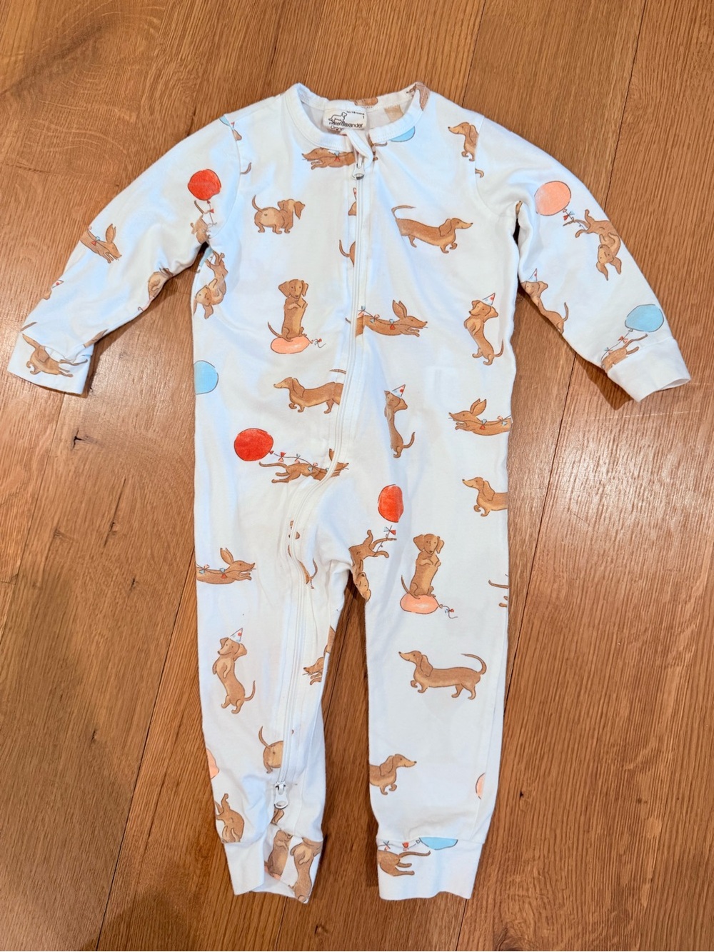 PETER ALEXANDER | Organic Cotton Baby Dachshund Party Zip Onesie / Romper